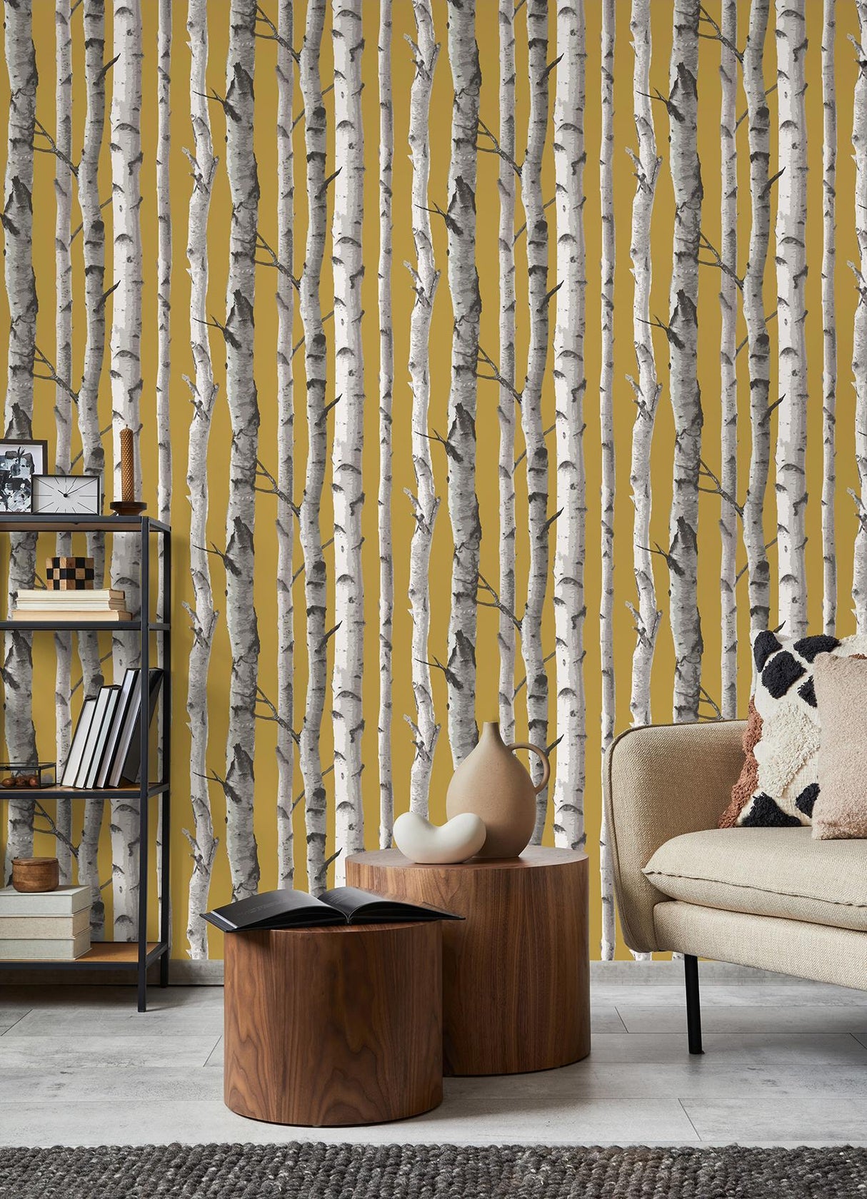 York Chester Mustard Birch Trees Wallpaper