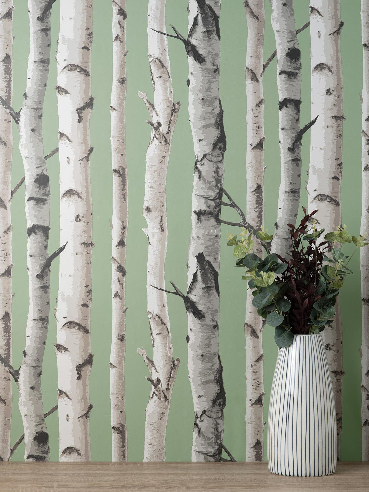 York Chester Sage Birch Trees Wallpaper