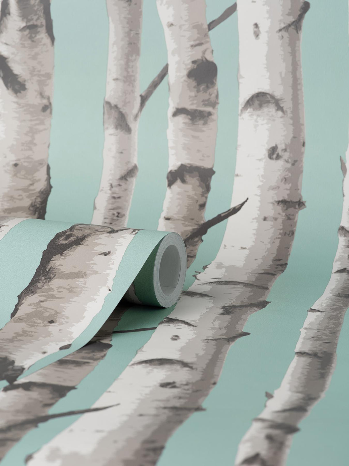 York Chester Aqua Birch Trees Wallpaper