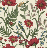 York Arden Red Wild Meadow Wallpaper