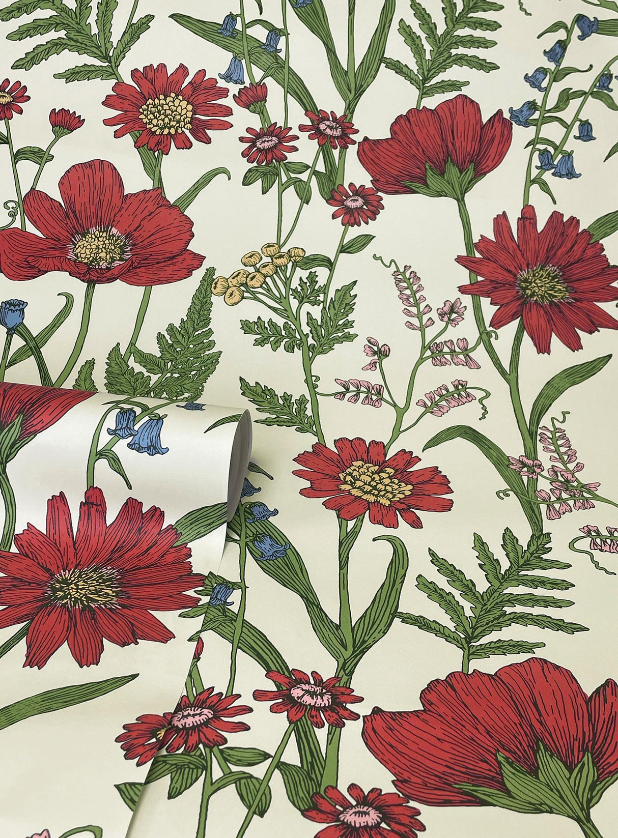 York Arden Red Wild Meadow Wallpaper