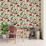 York Arden Red Wild Meadow Wallpaper