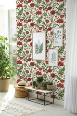 York Arden Red Wild Meadow Wallpaper