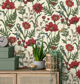 York Arden Red Wild Meadow Wallpaper