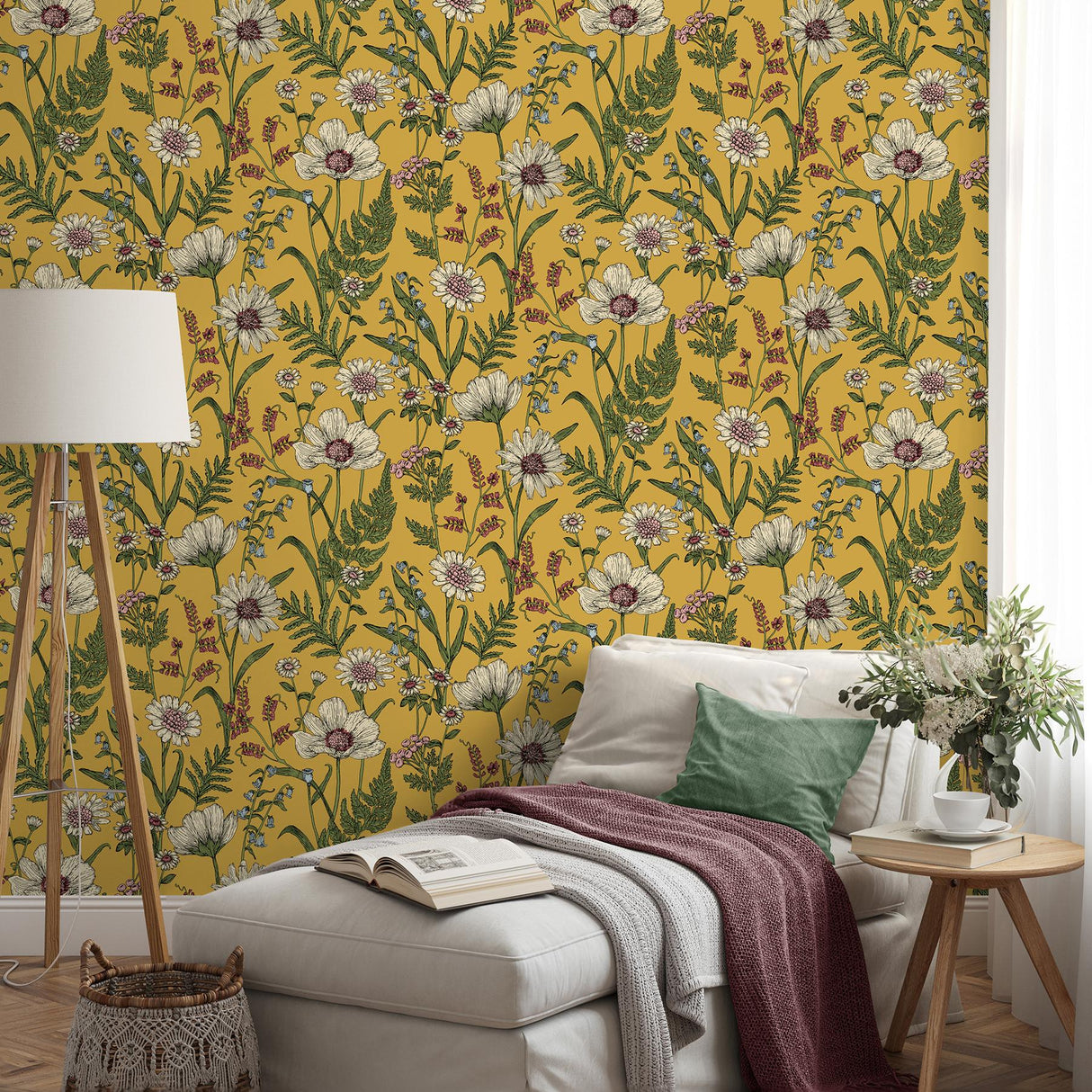 York Arden Mustard Wild Meadow Wallpaper