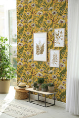 York Arden Mustard Wild Meadow Wallpaper