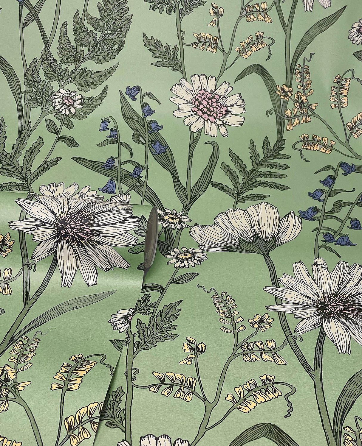York Arden Sage Wild Meadow Wallpaper