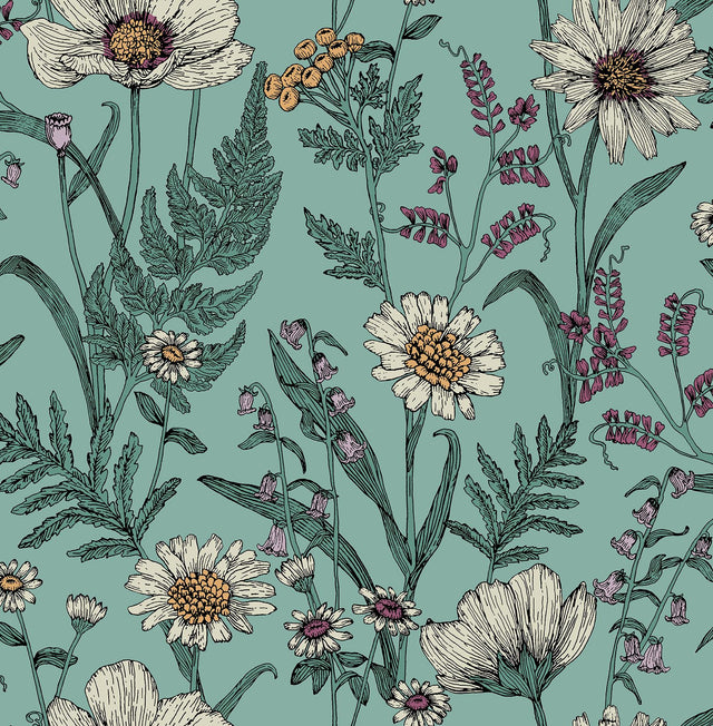 York Arden Blue Wild Meadow Wallpaper