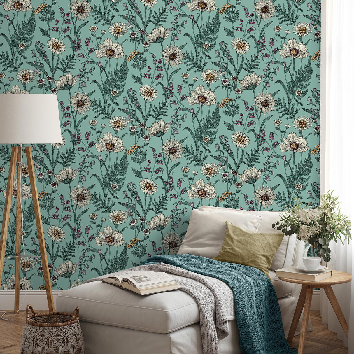 York Arden Blue Wild Meadow Wallpaper