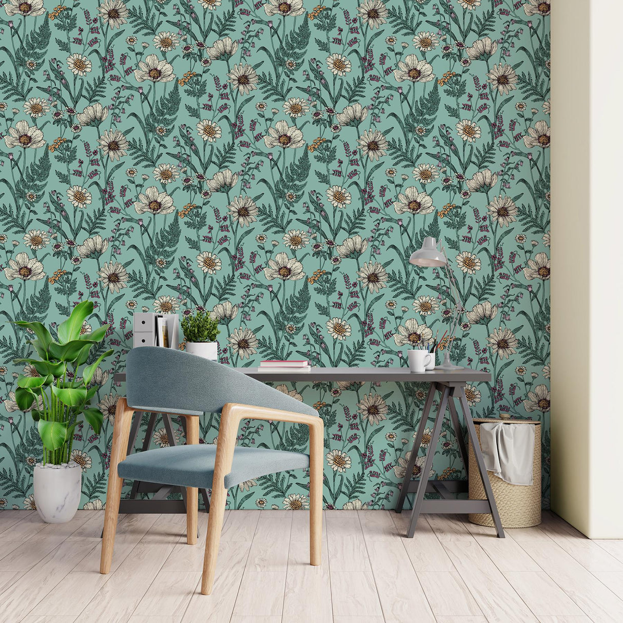 York Arden Blue Wild Meadow Wallpaper