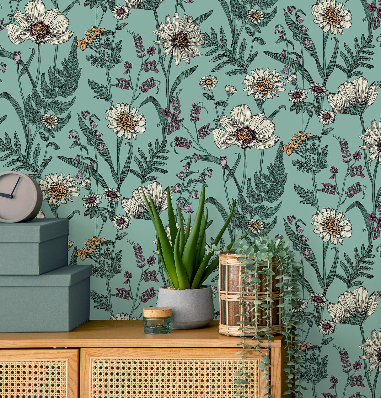 York Arden Blue Wild Meadow Wallpaper