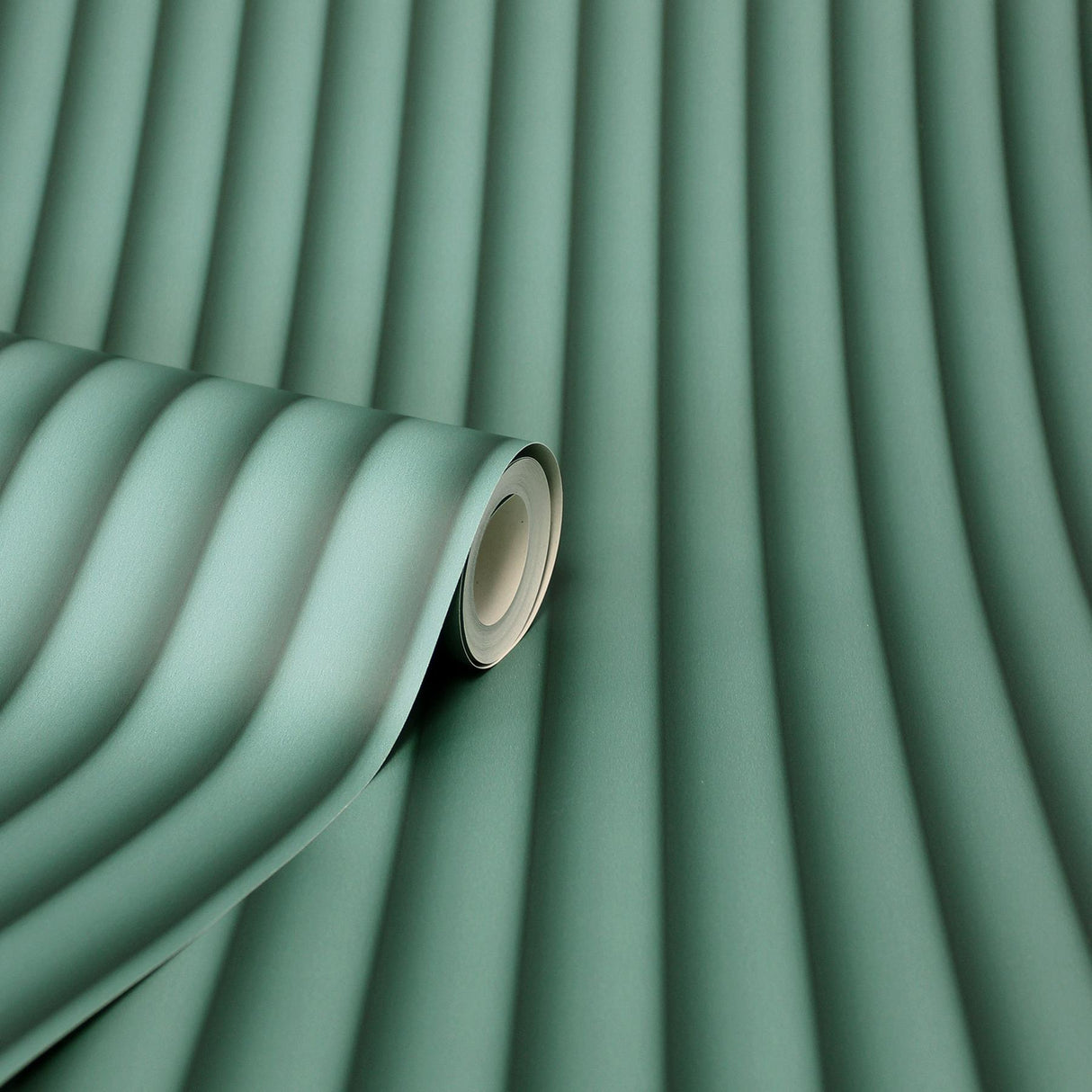 York Raiden Sea Green Ribbed Panel Wallpaper