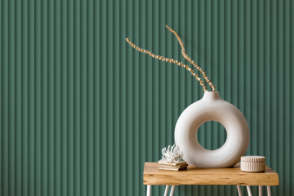 York Raiden Sea Green Ribbed Panel Wallpaper