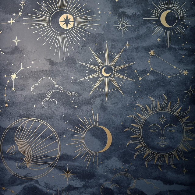 York Kalel Navy Celestial Wallpaper