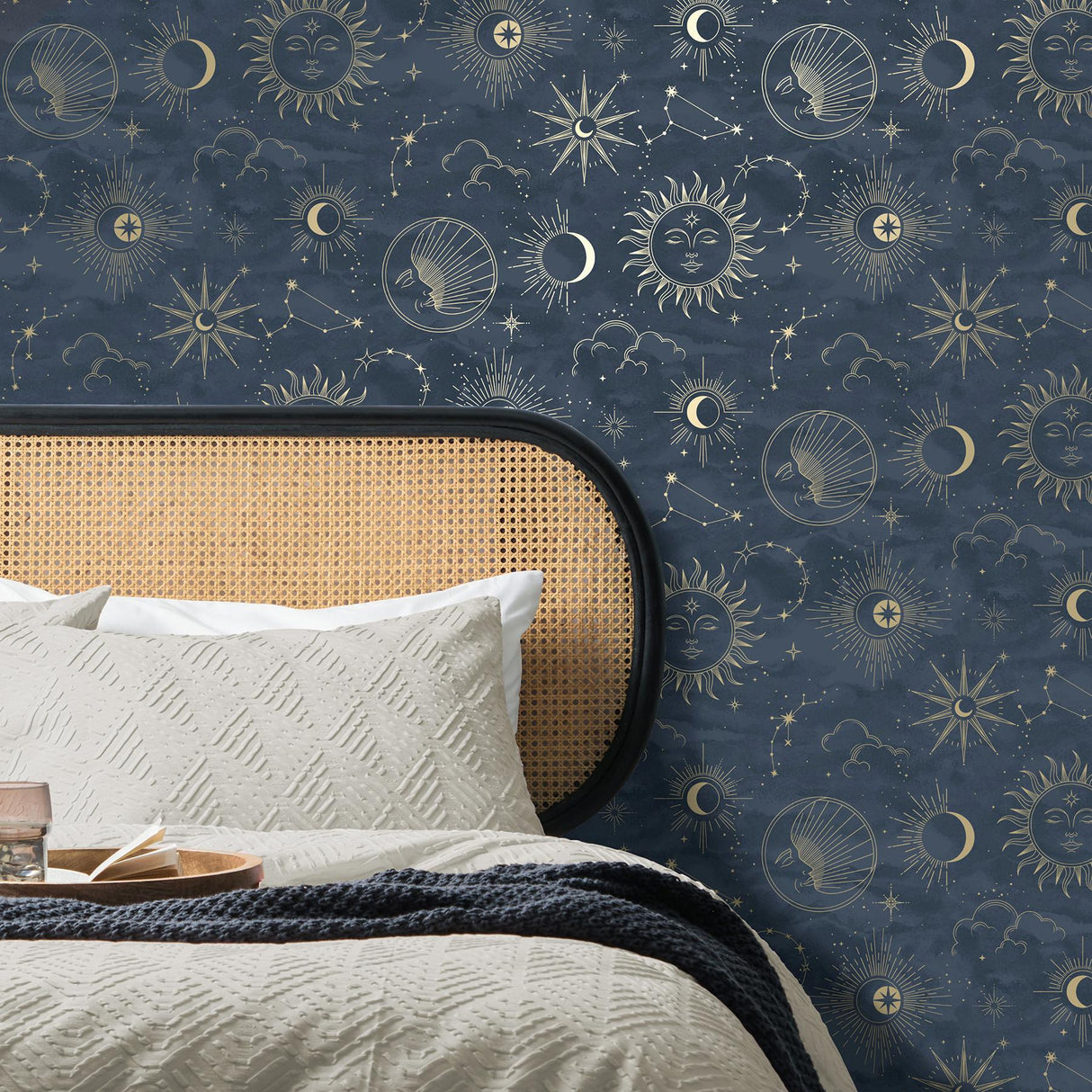 York Kalel Navy Celestial Wallpaper