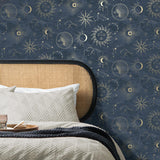 York Kalel Navy Celestial Wallpaper