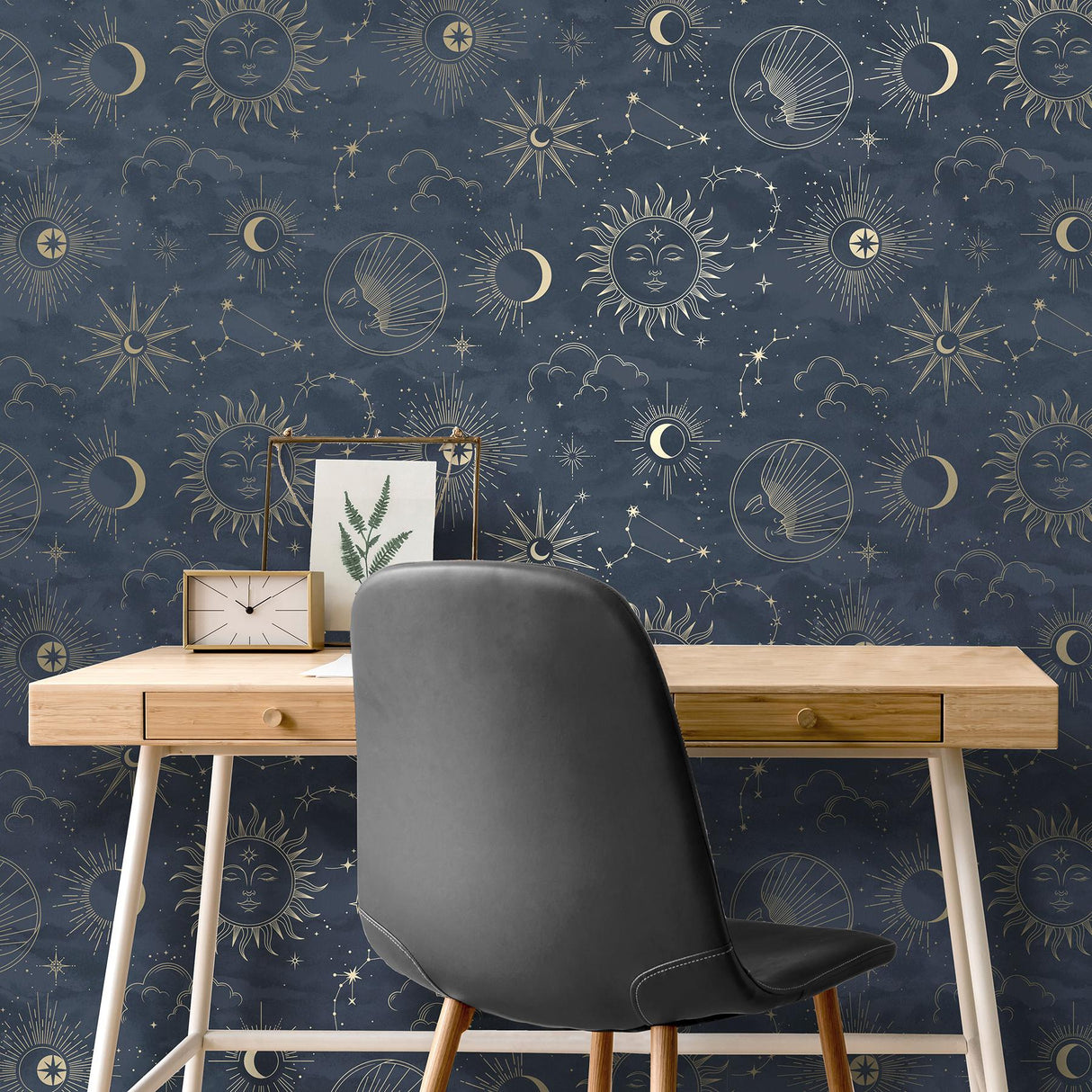 York Kalel Navy Celestial Wallpaper