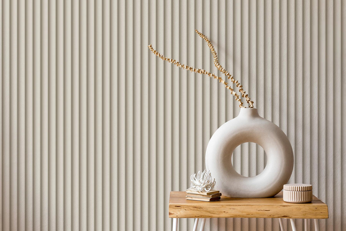 York Raiden Cream Ribbed Panel Wallpaper