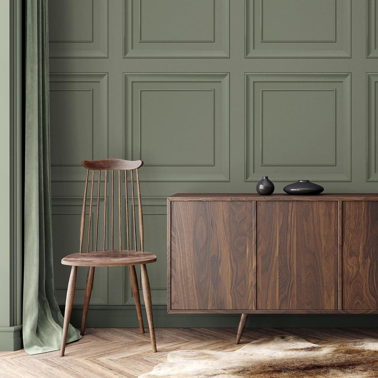 York Distinctive Moss Square Panel Wallpaper