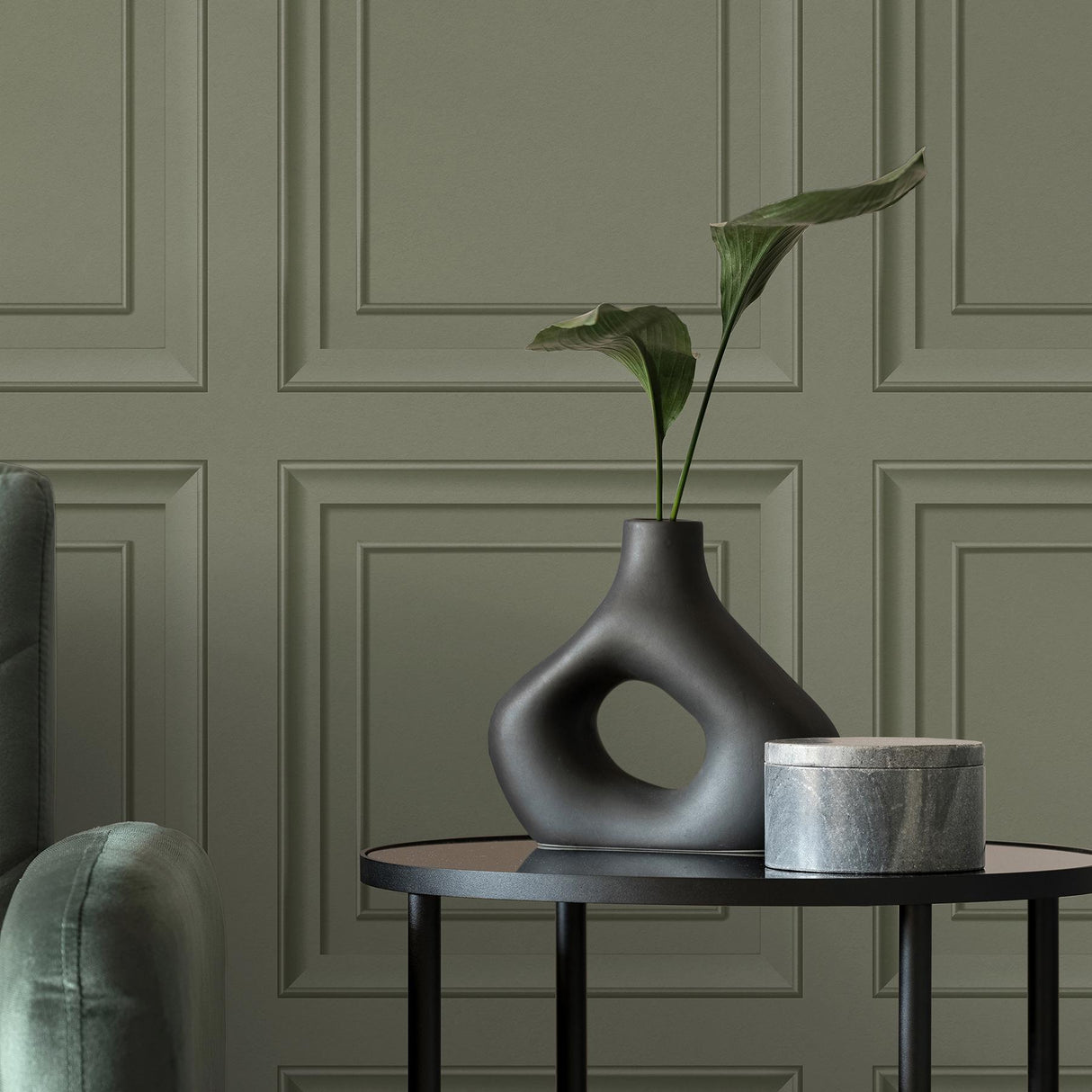 York Distinctive Moss Square Panel Wallpaper