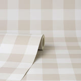 York Patrice Light Brown Gingham Wallpaper