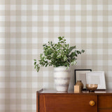 York Patrice Light Brown Gingham Wallpaper