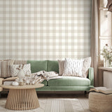 York Patrice Light Brown Gingham Wallpaper
