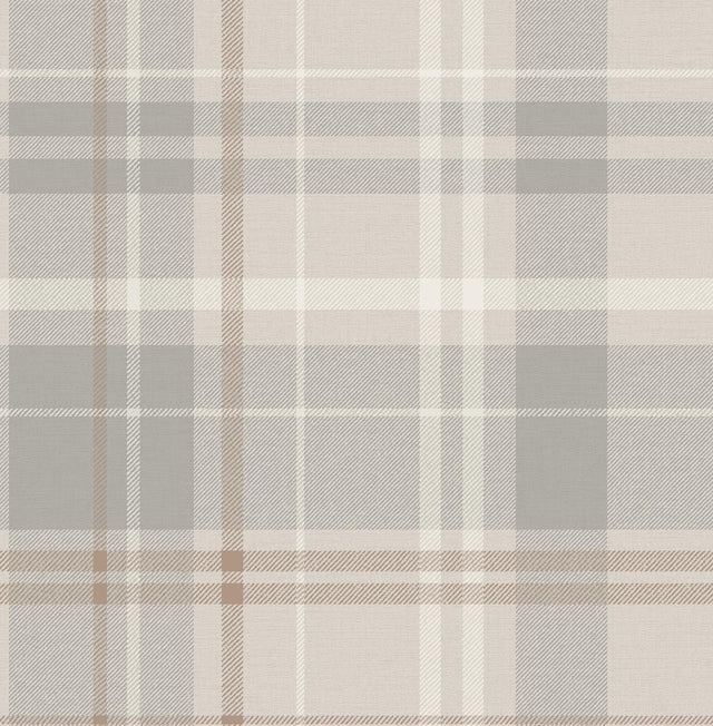 York Hester Light Grey Plaid Wallpaper