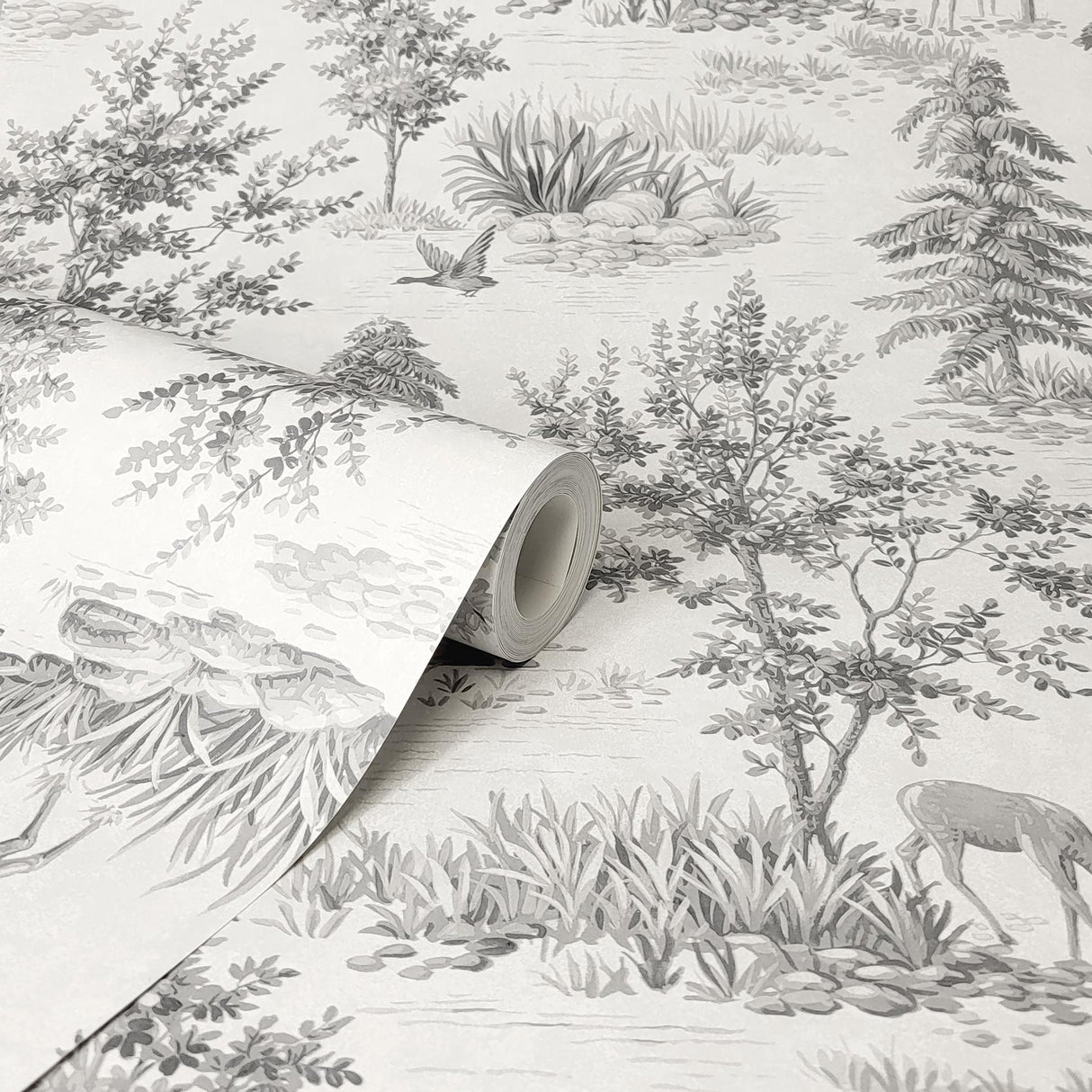 York Dwyer Grey Stag Toile Wallpaper