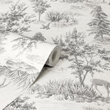 York Dwyer Grey Stag Toile Wallpaper