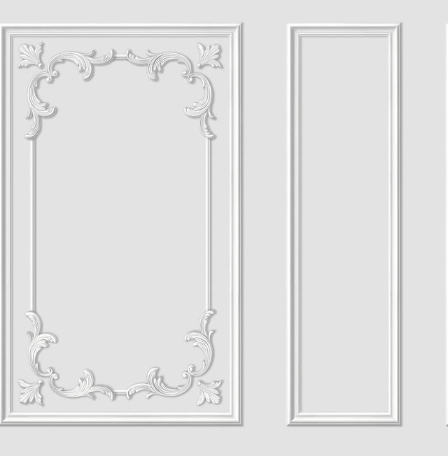 York Rhonda White Ornate Paneling Wallpaper