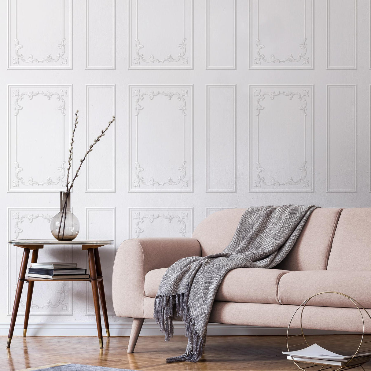 York Rhonda White Ornate Paneling Wallpaper