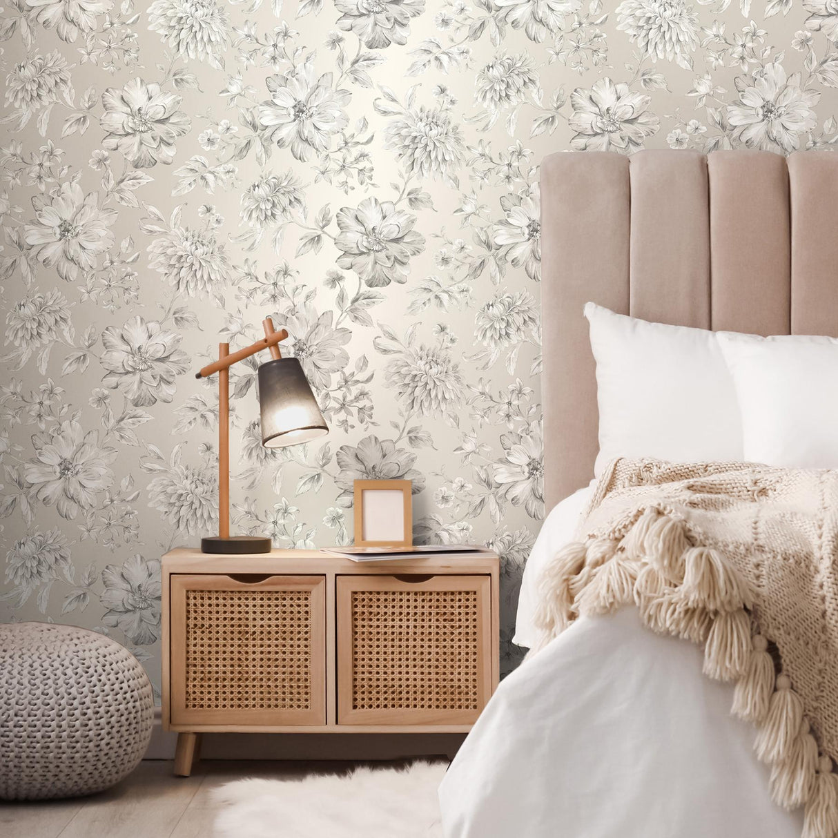 York Gabriela Champagne Floral Wallpaper