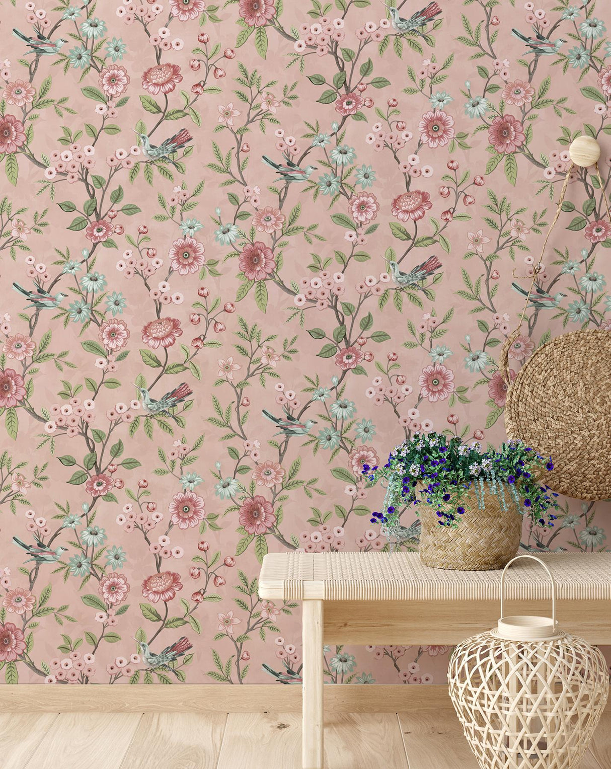 York Elspeth Pink Floral Trail Wallpaper