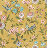 York Elspeth Mustard Floral Trail Wallpaper