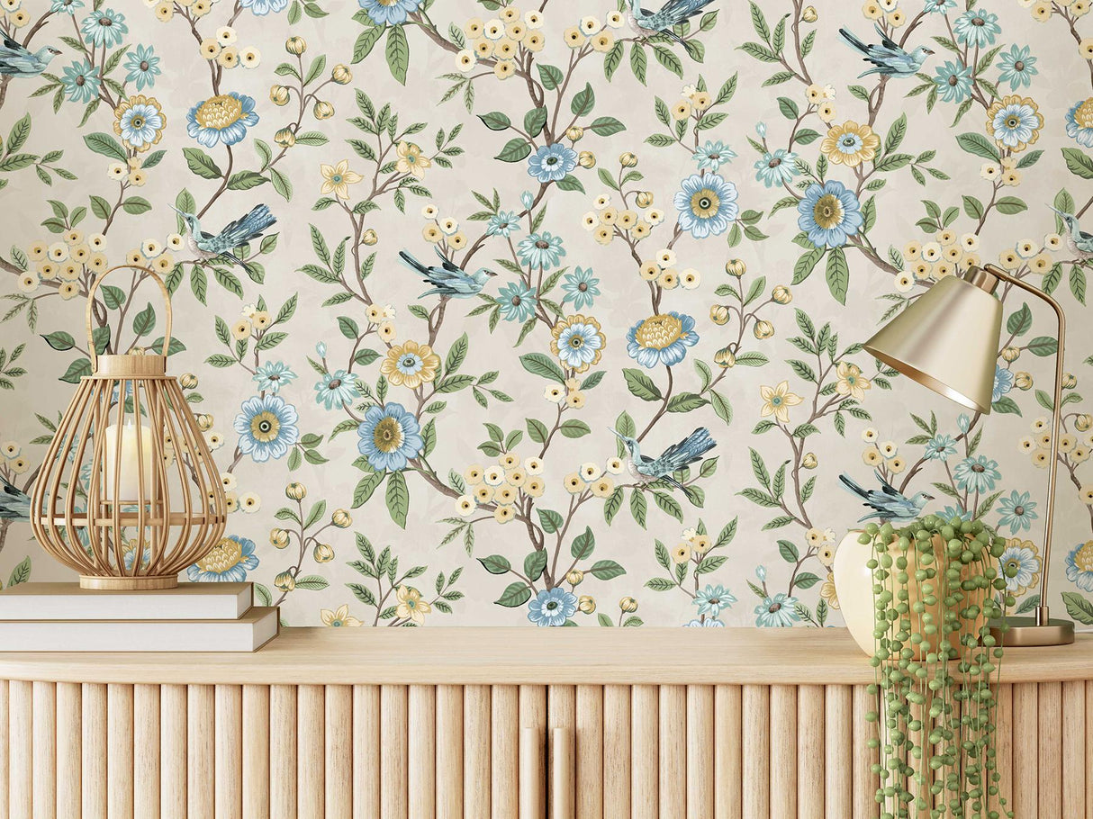 York Elspeth Light Yellow Floral Trail Wallpaper