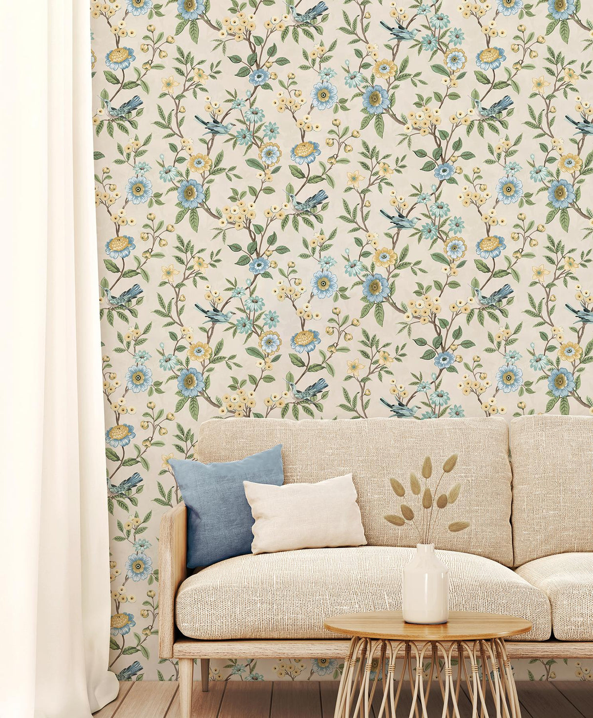 York Elspeth Light Yellow Floral Trail Wallpaper