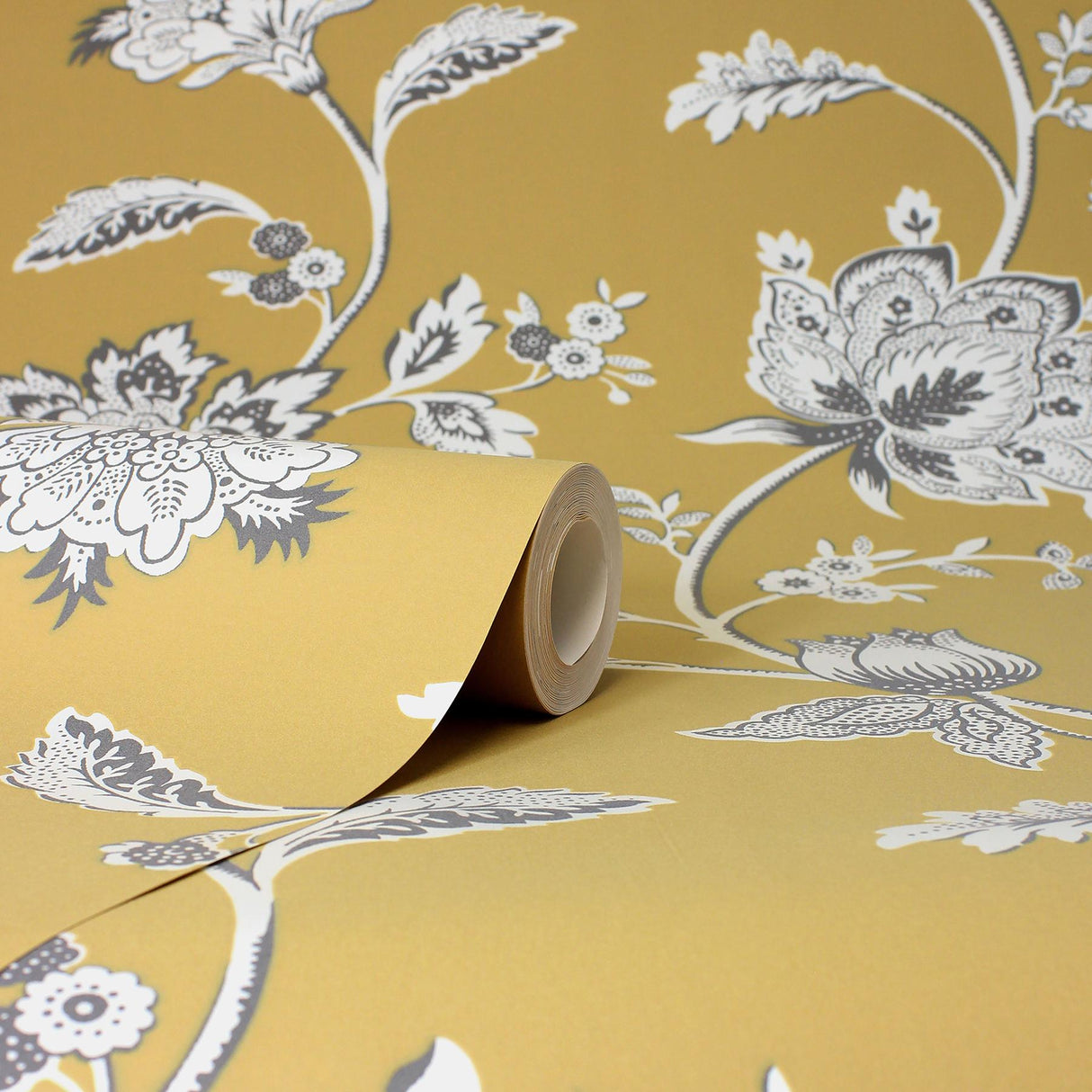 York Juliette Mustard Jacobean Wallpaper
