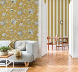 York Juliette Mustard Jacobean Wallpaper