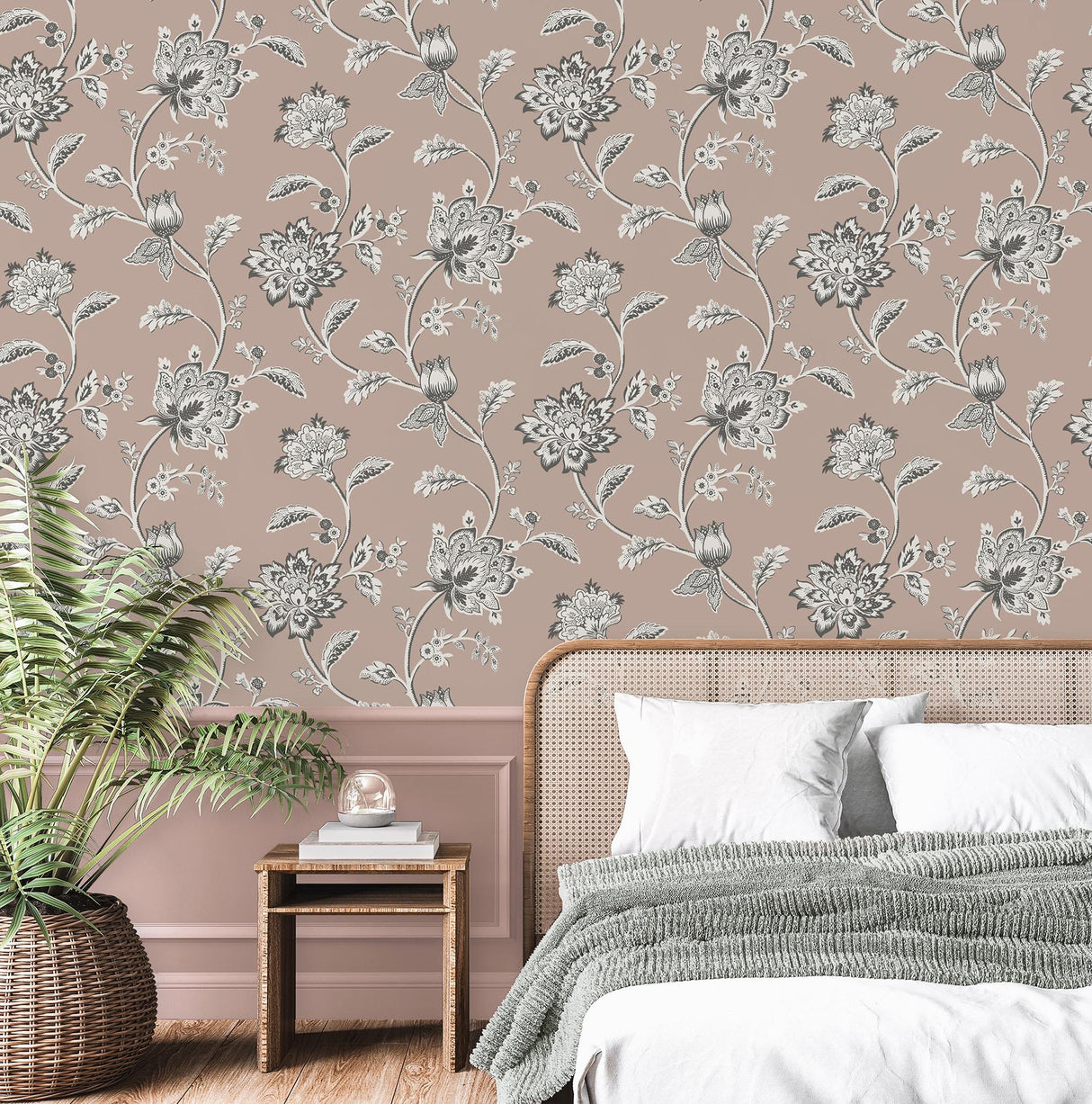 York Juliette Light Pink Jacobean Wallpaper