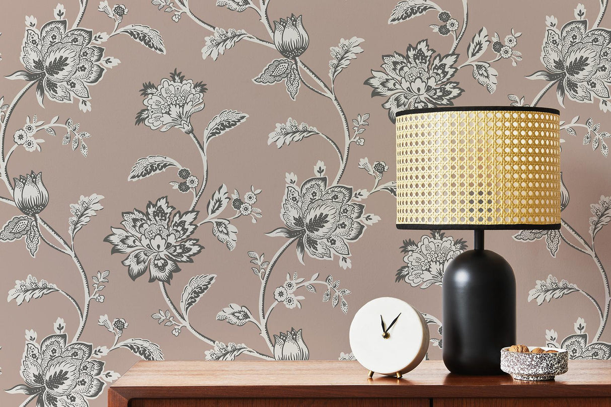 York Juliette Light Pink Jacobean Wallpaper