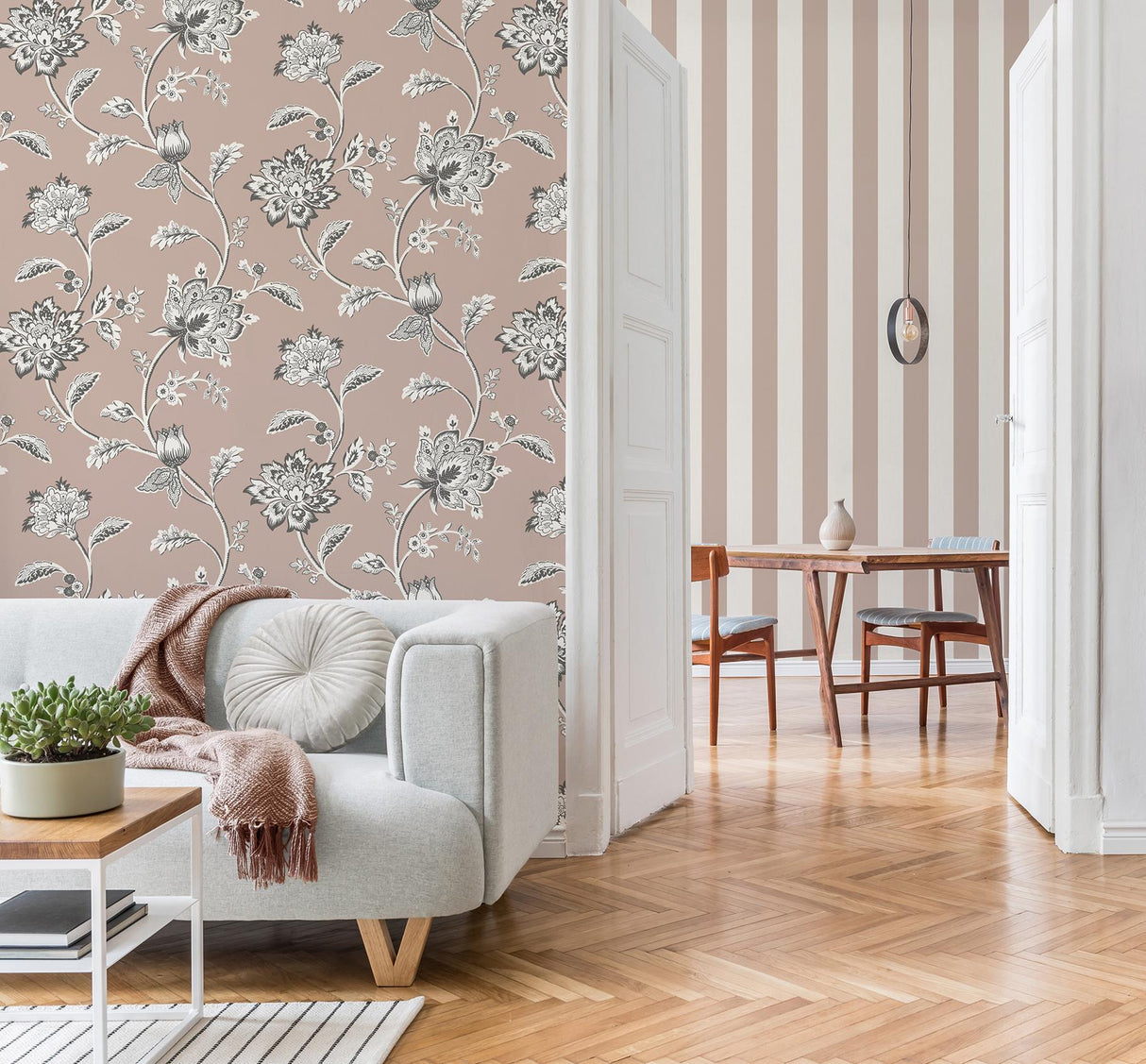 York Juliette Light Pink Jacobean Wallpaper
