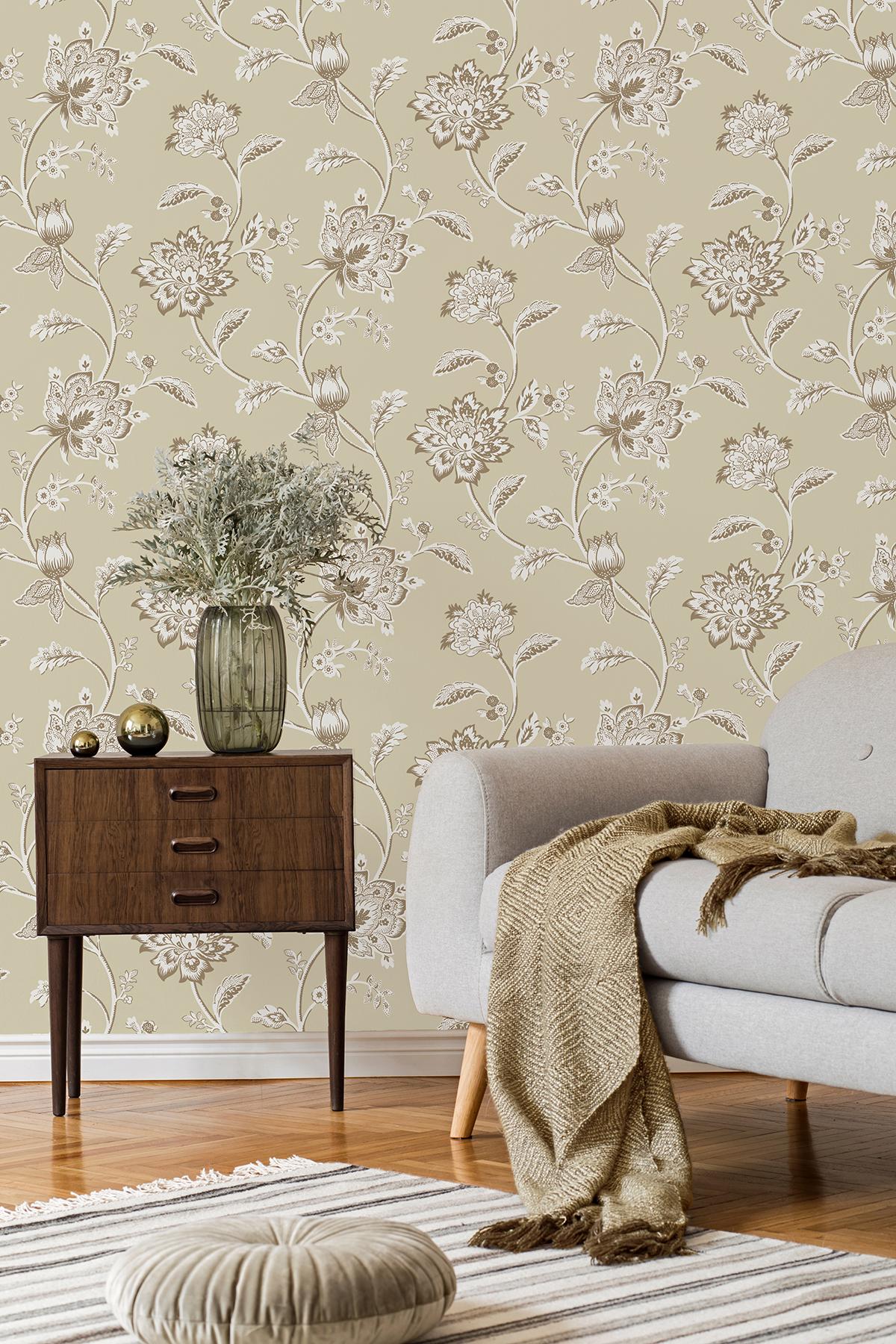 York Juliette Light Yellow Jacobean Wallpaper