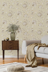 York Juliette Light Yellow Jacobean Wallpaper