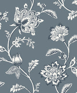 York Juliette Blue Jacobean Wallpaper