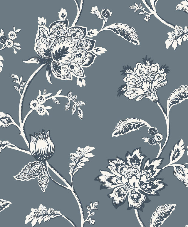 York Juliette Blue Jacobean Wallpaper