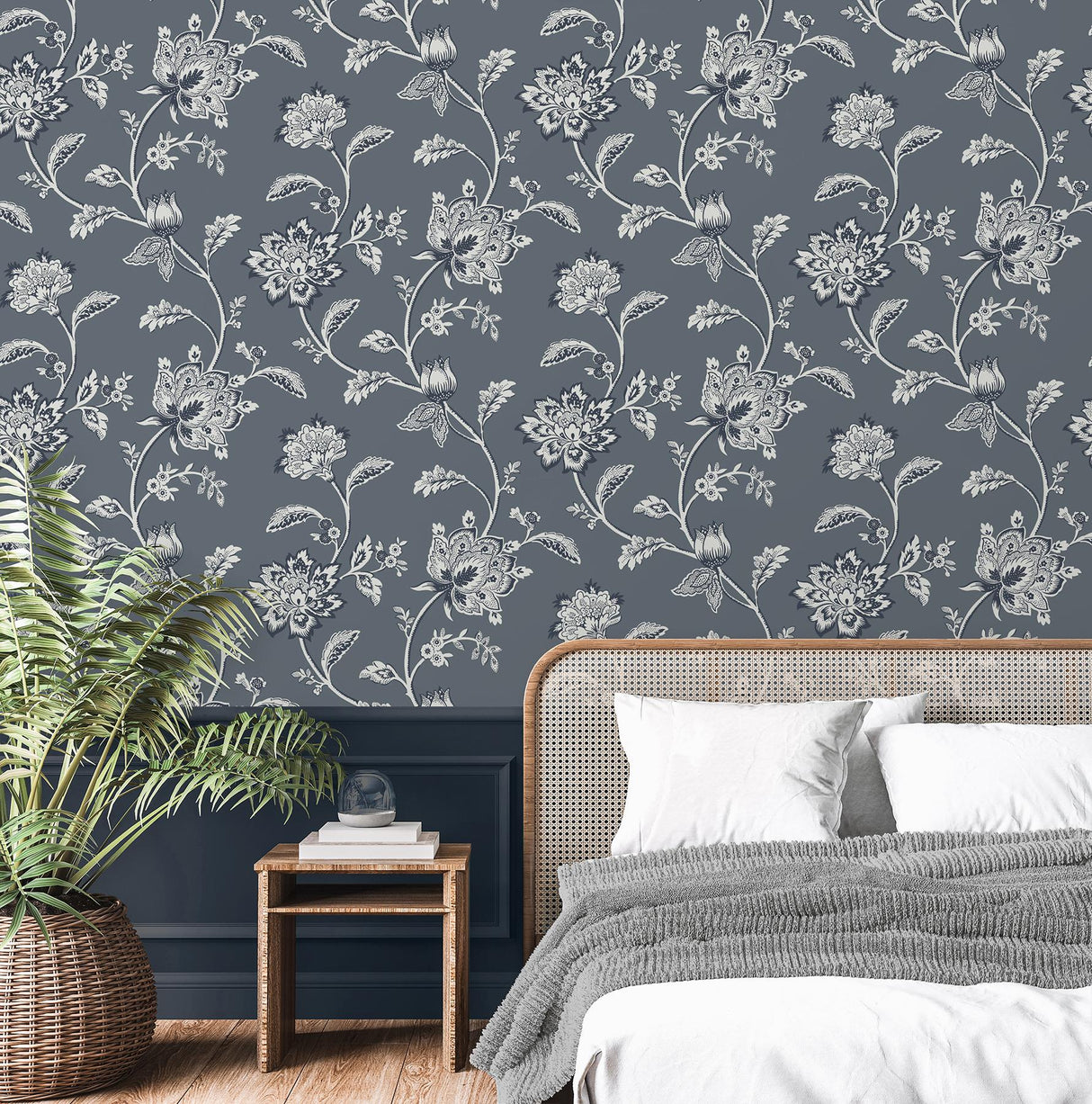 York Juliette Blue Jacobean Wallpaper