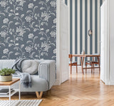 York Juliette Blue Jacobean Wallpaper