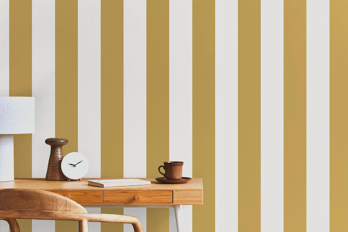 York Tavish Mustard Stripe Wallpaper