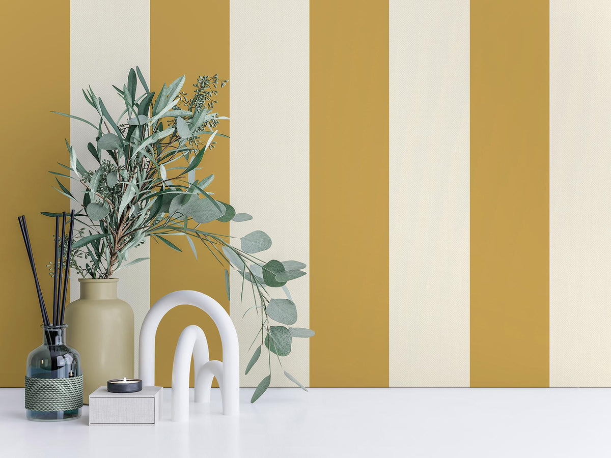 York Tavish Mustard Stripe Wallpaper